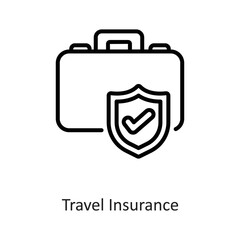 Travel Insurance Outline Vector Icon Design illustration on White background. EPS 10 File