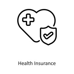 Obraz premium Health Insurance Outline Vector Icon Design illustration on White background. EPS 10 File