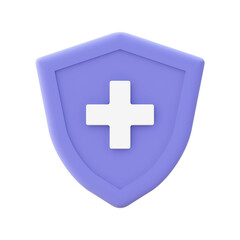 3d illustration icon of purple Health Protection for UI UX web mobile apps social media ads designs