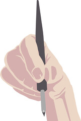 丸ペンを持つ手のベクターイラスト