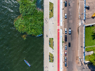 Aerial view of the coastline of the city of Santarèm in the state of Parà in Brazil. Nice city on...