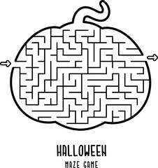 Pumpkin shaped Halloween maze game for kids vector illustration
