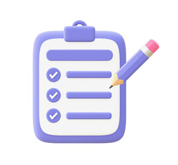Obraz premium 3d illustration icon of purple Notes and Pencil for UI UX web mobile apps social media ads designs
