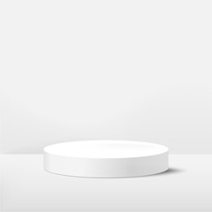 Vector realistic podium on white background. Empty space for product presentation.
