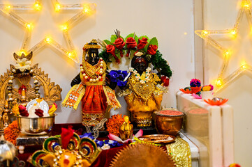 Lord Vitthal Statue. Main Hindu God. Lights Decorations. Lovely Festivals. Maharashtra Culture. Colorful Statue