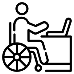 An outline icon of disable man 