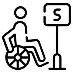 An outline icon of disable man 