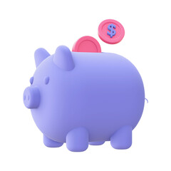 3d illustration icon of purple Saving Money for UI UX web mobile apps social media ads designs