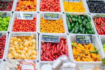 Loja de pimentas no Mercado Central de Belo Horizonte, Minas Gerais