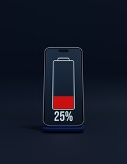 Fototapeta premium Wireless Smartphone Battery Charging Percentage Indicator Symbol 3D Illustration