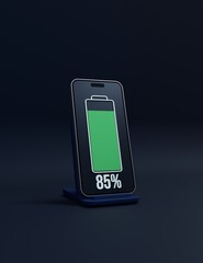 Wireless Smartphone Battery Charging Percentage Indicator Symbol 3D Illustration