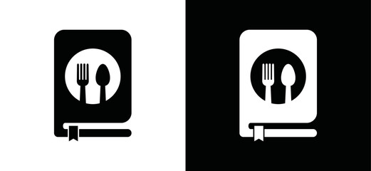 Food recipe book icon vector. Cooking learning book or cooking guide or menu sign symbol silhouette