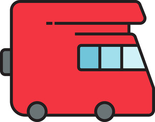 motorhome and recreational vehicle icon illustration