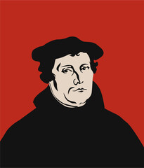 reformation day, portrait of martin luther vector image - obrazy, fototapety, plakaty