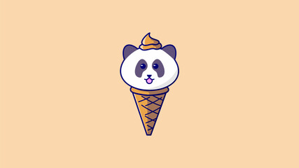 cute panda bear ice cream cartoon mascot
