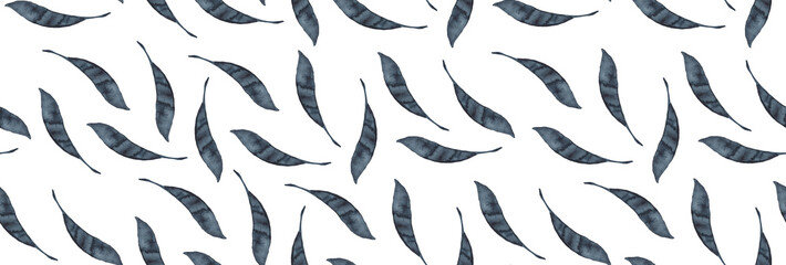 Watercolor modern decorative element. Blue leaf border, frame, elegant watercolor isolated, good for wedding invitation, card or print