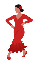 Girl dancing flamenco isolated on white background