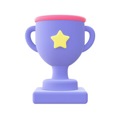 3d illustration icon of purple Trophy Cup for UI UX web mobile apps social media ads designs