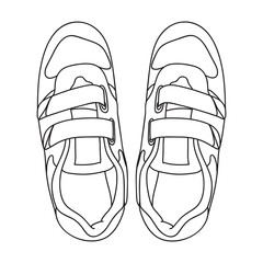 Hand drawn sneakers, gym shoes, side and top view. Doodle vector illustration.