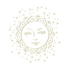 ornamental sun, vector illustration 