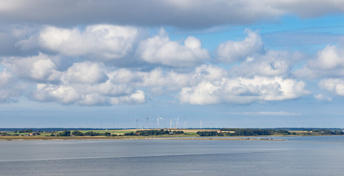 Wind turbin in the field S&oslash;nder Arup and near Feggesund,Denmark,Europe	