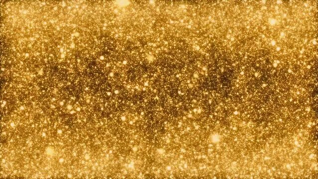 Looped animated abstract christmas background of golden light particles