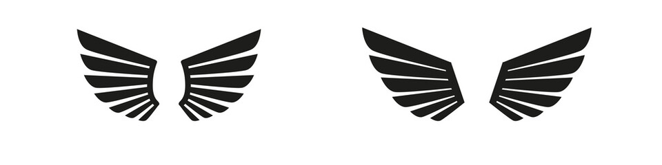 Wings icon. Freedom logo. Angel emblem. Eagle sign. Isolated wing on white background.