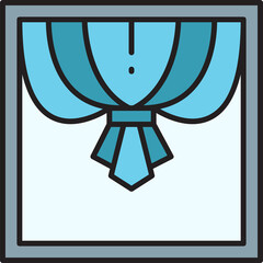 blue curtain and window icon illustration