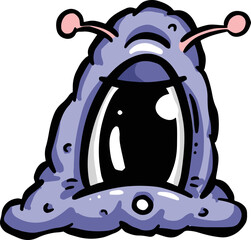 Pupa or Cocoon Style Blob Alien Cartoon Character with Antenna 