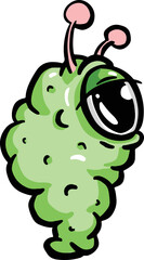 Pupa or Cocoon Style Blob Alien Cartoon Character with Antenna 