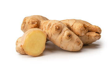 Ginger root isolated on white background.