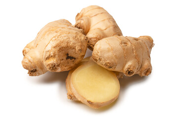Ginger root isolated on white background.