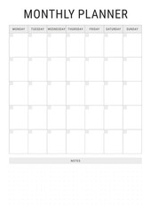 Black and white Monthly Planner