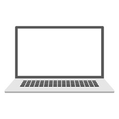 Laptop with blank screen on transparent background.
