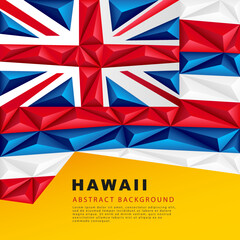 Polygonal flag of Hawaii. Vector illustration. Abstract background in the form of colorful blue, red and white stripes