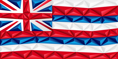 Naklejka premium Abstract polygonal background in the form of colorful blue, red and white stripes of the Hawaiian flag. Polygonal flag of Hawaii.