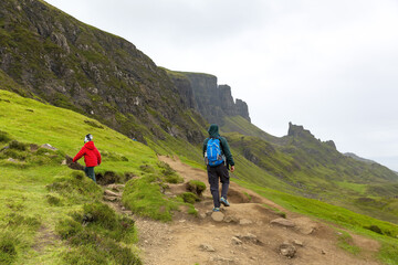 Fototapeta na wymiar Beautiful image of spectacular scenery of the Quiraing on the Isle of Skye