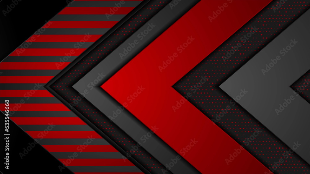 Wall mural hi-tech abstract background with red and black arrows