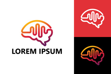 Pulse brain logo template design vector