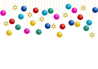 オーナメントボールの装飾イラスト素材　A4サイズ