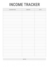 Income Tracker planner template