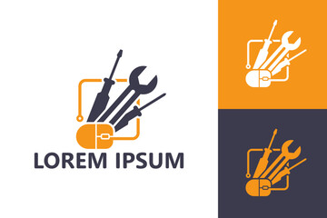Computer mouse repair logo template design vector