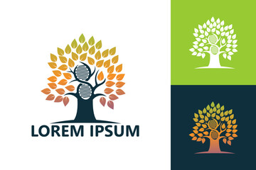 Tree DNA logo template design vector