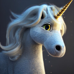 White Unicorn 3D illustration photo. pic as wallpaper, poster, t shirt and others