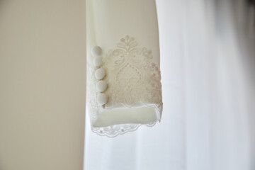 puño, vestido, blanco, macro