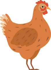 Cartoon hen bird. Farm animal. Chicken icon