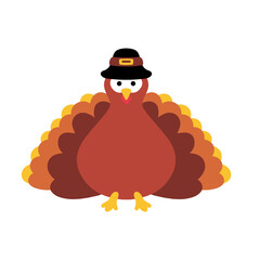 Thanksgiving illustration. The turkey in a hat