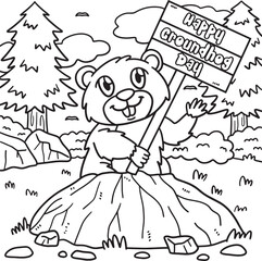 Groundhog with Placard Groundhog Day Coloring