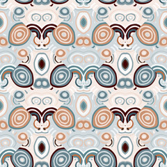 Decorative abstract mosaic ornament. Kaleidoscope seamless pattern. Hand drawn circle shapes wallpaper.