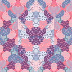 Doodle pebbles mosaic seamless pattern. Cute brick wall endless background. Hand drawn stone wallpaper.